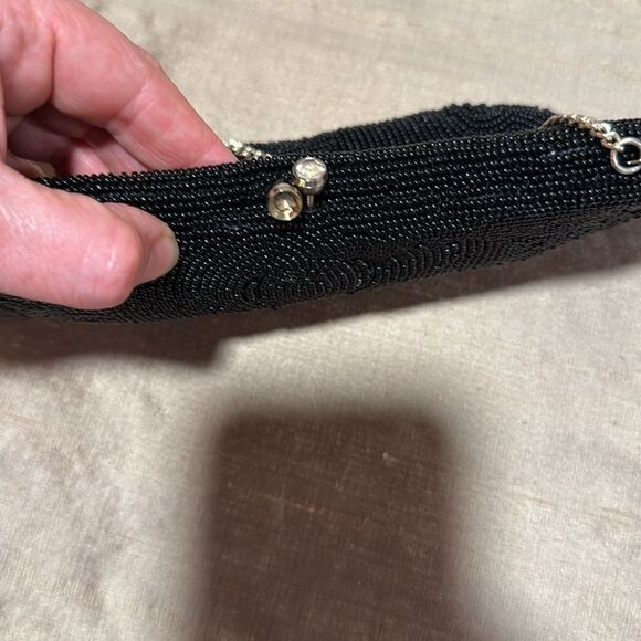 Vintage Emson Handmade Japanese Black Beaded Clutch Evening Bag - Picture 6 of 7